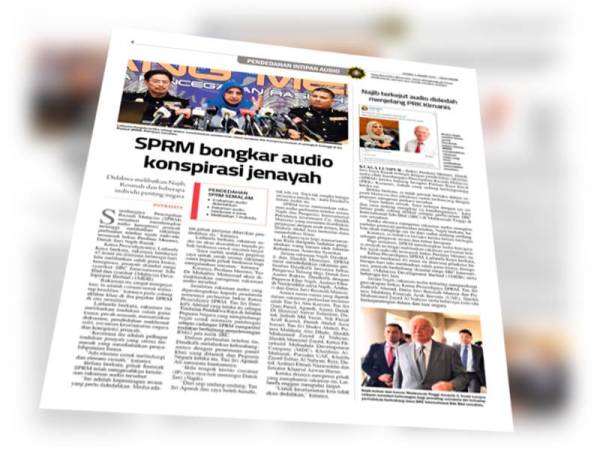 Keratan akhbar Sinar Harian pada Khamis lalu.