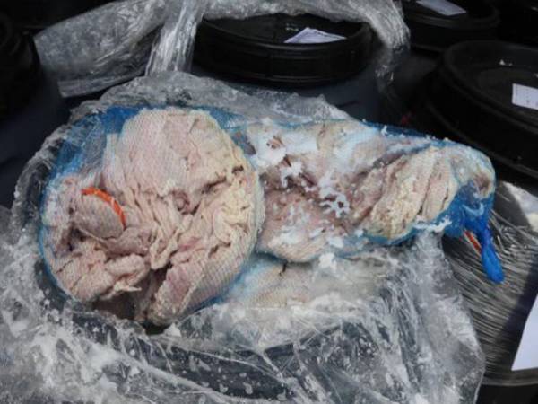 Sebahagian daripada produk babi yang dirampas Maqis Selangor bernilai RM552,752.63. - Foto Maqis Selangor