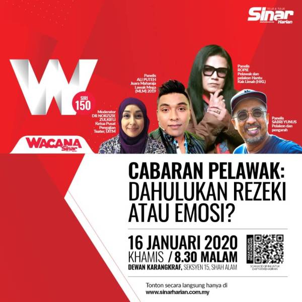 Tiga pelawak terkenal tanah air berkumpul dalam Wacana Siri 150 bagi berkongsi rasa dan pengalaman mereka dalam jatuh bangun sebagai anak seni.