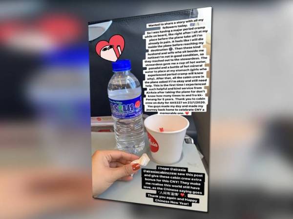 Wendy meluahkan rasa terharu dan gembira atas layanan baik krew penerbangan AirAsia. - Foto: Twitter Wendy