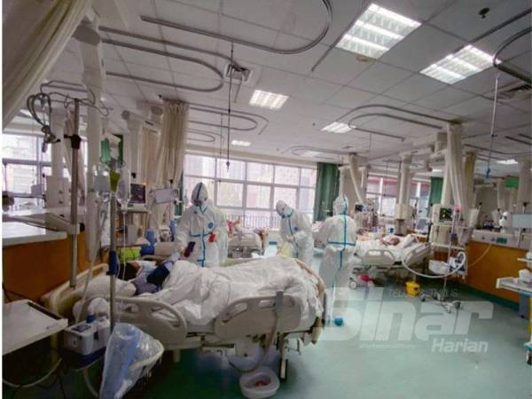 KEADAAN pesakit yang dijangkiti koronavirus di salah sebuah hospital di China.