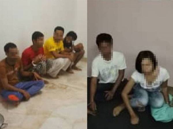 Empat warga Pakistan ditahan dalam serbuan Ops Bersepadu sekitar Ipoh semalam. Gambar kanan: Sebahagian warga Indonesia ditahan dalam serbuan imigresen semalam.