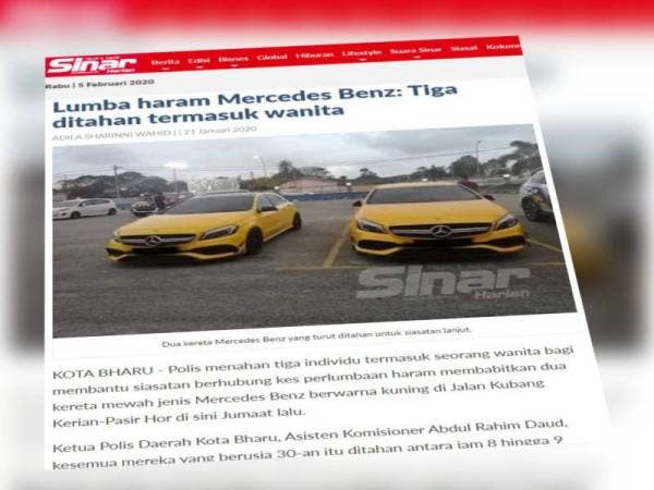 Laporan Sinar Harian 21 Januari lalu.