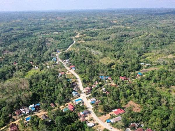 Sebahagian kawasan di daerah Sepaku di Penajam Paser Utara, Kalimantan Timur akan menjadi lokasi ibu negara baharu Indonesia. - Foto Agensi
