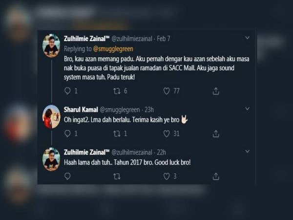 Rakaman video di Twitter Sharul mencuri perhatian peminat dan netizen.