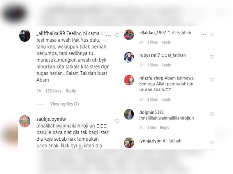 Antara reaksi netizen yang bersedih dengan pemergian Abam.