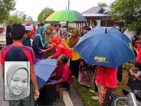 Mangsa maut di tempat kejadian selepas mengalami kecederaan parah pada bahagian kepala dan dada. Gambar kecil: Najihah