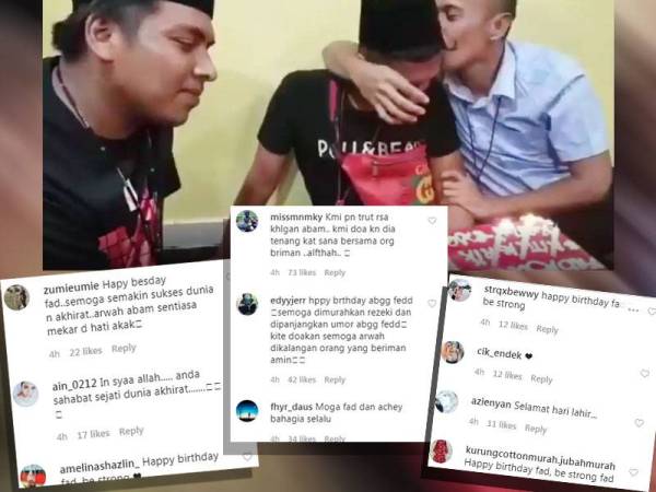 Tangkapan layar video memaparkan Fad sebak menyambut hari jadi tanpa Abam di sisinya. Antara reaksi netizen yang bersimpati dengan keadaan yang menimpa diri Fad dan mendoakan agar dia kuat menghadapi pemergian rakan yang amat disayanginya itu.