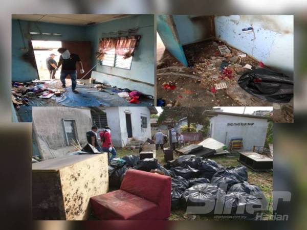 Timbunan sampah kira-kira 350 kilogram dikeluarkan dari rumah warga emas itu di Bukit Baru.