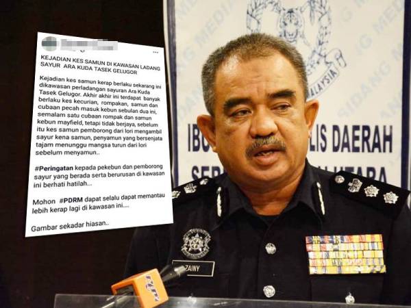 Noorzainy Mohd Noor. Gambar kecil: Kenyataan tidak benar yang tular di Facebook sejak semalam.