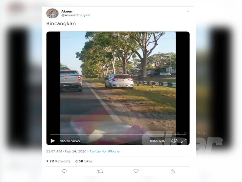 Perkongsian video yang berdurasi 7 saat itu telah meraih 465,600 tontonan di Twitter sejak dimuat naik, baru-baru ini.