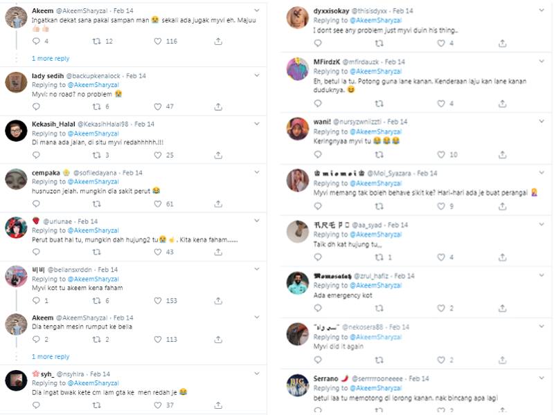 Antara reaksi netizen terhadap gelagat pemandu Myvi terbabit yang menggunakan laluan berumput bagi mengelak kesesakan lalu lintas.