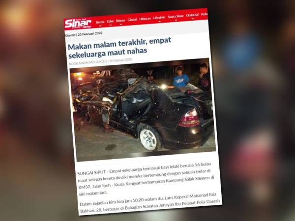 Laporan Sinar Harian pada 14 Februari lalu.