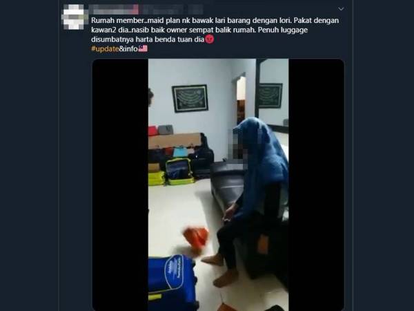Pembantu rumah melarikan sejumlah barang milik sebelum disedari majikan.