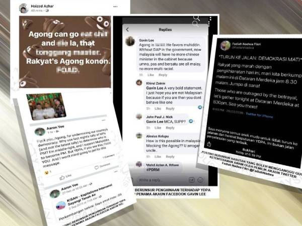 Antara kenyataan yang dimuat naik di media sosial oleh individu yang kini sedang disiasat polis.