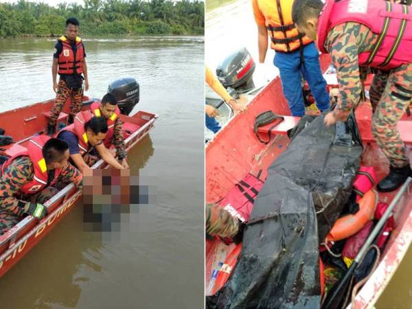 Mayat mangsa ditemui berhampiran Jeti Lenga, pagi tadi. - Foto Bomba