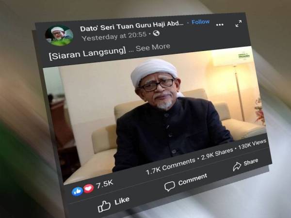 Abdul Hadi bersiaran secara langsung di laman sosial Facebooknya malam tadi.