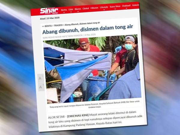 Laporan Sinar Harian berkaitan kes itu sebelum ini.