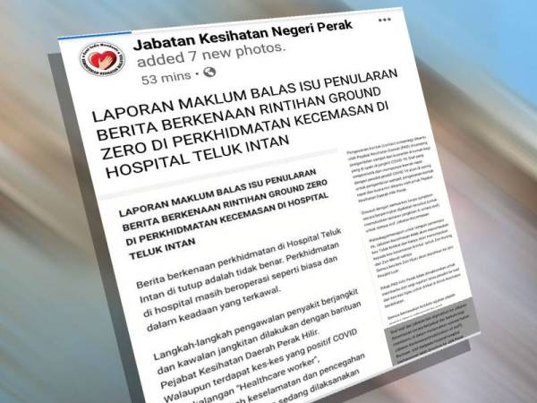 Laporan maklum balas yang dimuat naik menerusi Facebook Jabatan Kesihatan Perak mengenai situasi HTI.