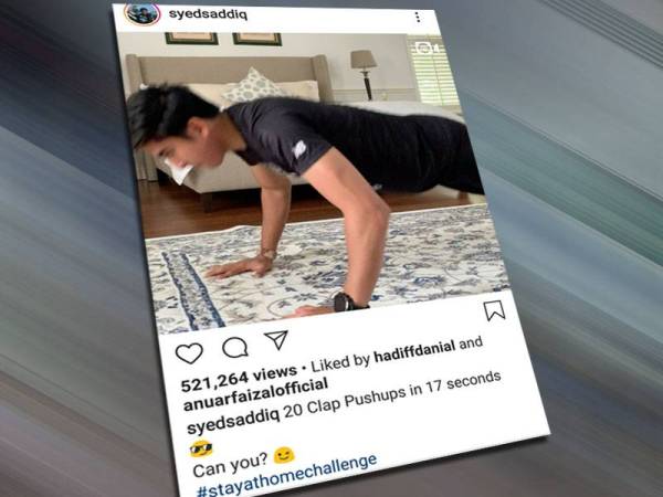 Tangkap layar video cabaran #stayathomechallenge yang dimuat naik di Instagram Syed Saddiq.