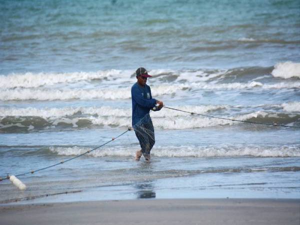 Kelihatan seorang nelayan pantai memasang pukat untuk menangkap ikan di Pantai Kampung Cempaka hari ini.
Golongan nelayan yang berpendapatan harian antara yang terjejas teruk akibat pandemik COVID-19. - Foto Bernama