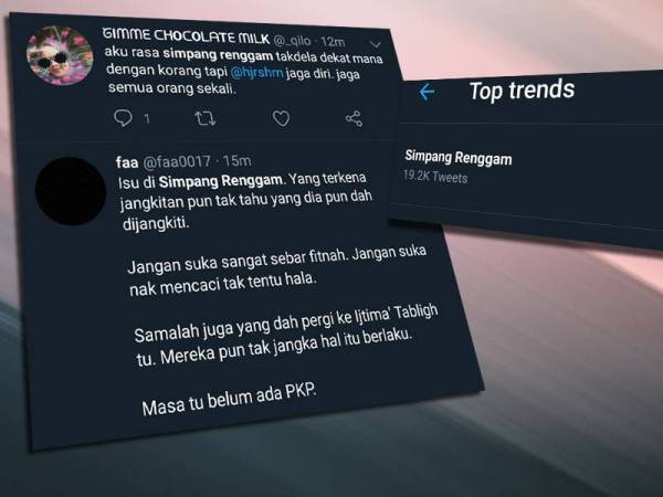 Simpang Renggam trending di Twitter dan antara komen netizen.