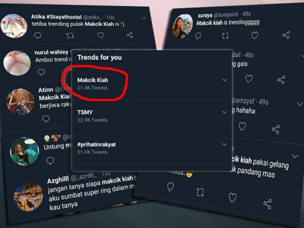 Mak Cik Kiah kini trending di Twitter