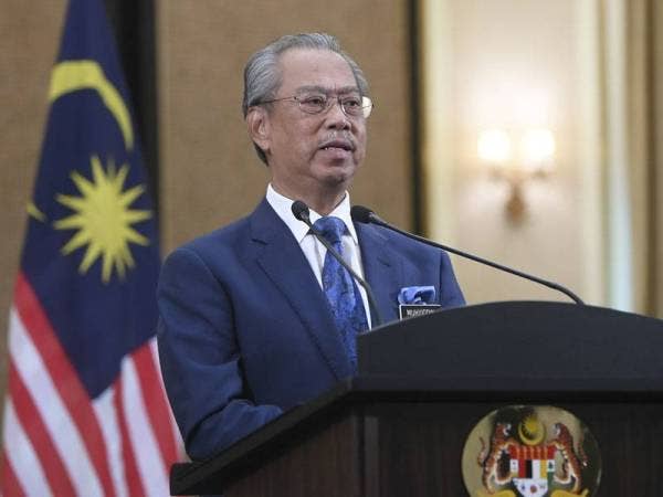 Muhyiddin bercakap pada Perutusan Khas Pengumuman Pakej Rangsangan Ekonomi Prihatin Rakyat (Prihatin) bernilai RM250 bilion di Bangunan Perdana Putra hari ini. Foto: Bernama