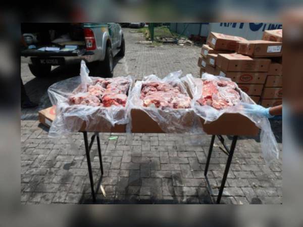 Daging yang dirampas kerana tidak mempunyai permit import sah daripada Maqis. 