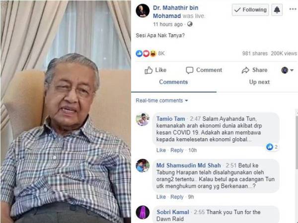 Video 'live' Tun M yang menjadi tarikan para pelayar.
