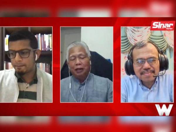 Dari kiri: Moderator, Azlan Shah Nabees Khan; Pengarah Eksekutif Persekutuan Majikan-Majikan Malaysia (MEF), Datuk Shamsuddin Bardan dan Timbalan Pengarah Institut Penyelidikan Ekonomi Malaysia (MIER), Profesor Dr Jamal Othman dalam Wacana Siri 162 bertajuk Ekonomi Malaysia selepas 14 April yang disiarkan secara langsung di Facebook Sinar Harian malam tadi.