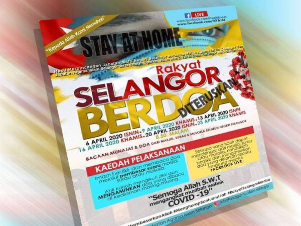 Poster pemakluman mengenai program #RakyatSelangorBerdoa.