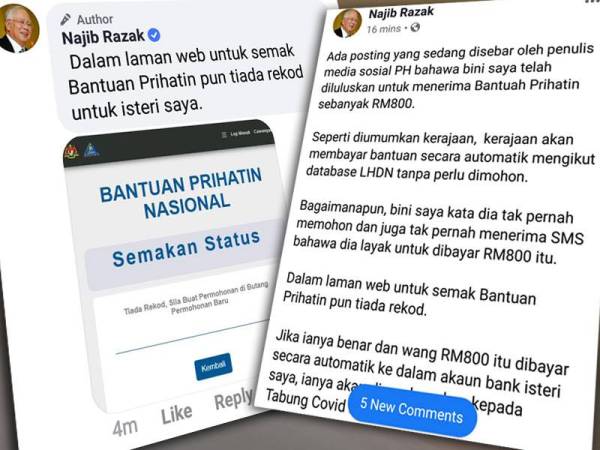 Rosmah tak pernah mohon Bantuan Prihatin Nasional: Najib
