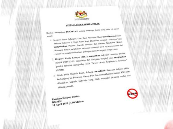 Kenyataan KKMM yang dikeluarkan malam ini.