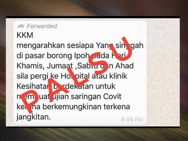 Mesej yang tular di media sosial semalam.