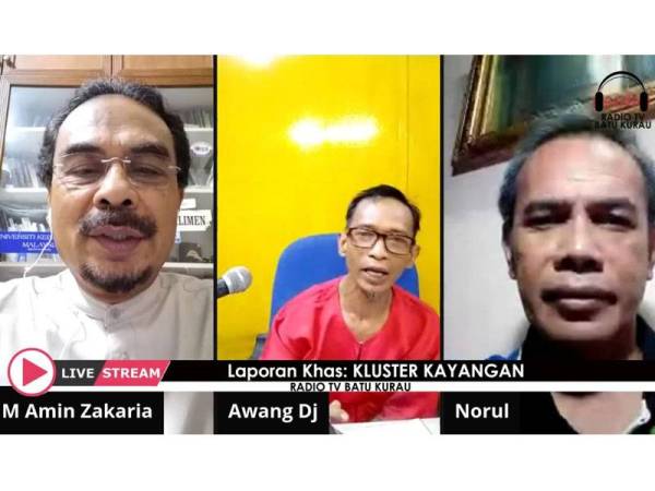 Norul Ridzuan (kanan) dan Muhammad Amin (kiri) ketika ditemubual Radio TV Batu Kurau secara langsung melalui Facebook Live.