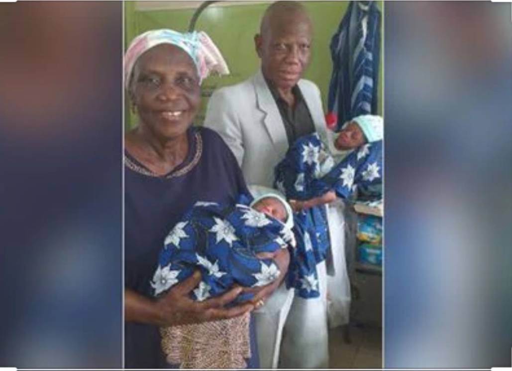 Adenuga bersama suaminya teruja dikurniakan pasangan bayi kembar pada usia 60 tahun ke atas. - Foto CNN