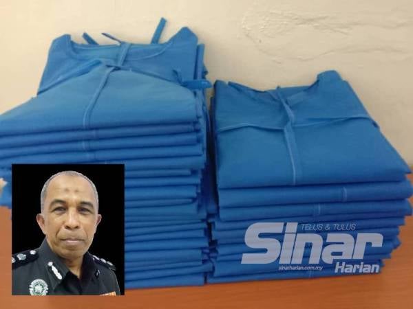 PPE yang dihasilkan banduan muda di Penjara Sungai Petani. (Gambar kecil: Pengarah Penjara Sungai Petani, Penolong Komisioner Penjara Nazri Mohamad)