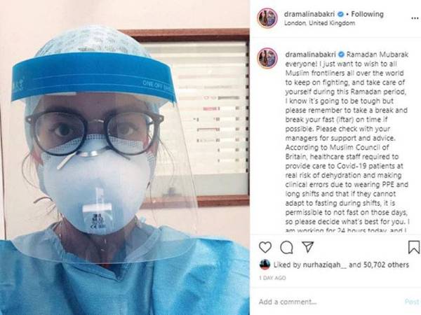 Hantaran Dr Nur Amalina pada Instagramnya.