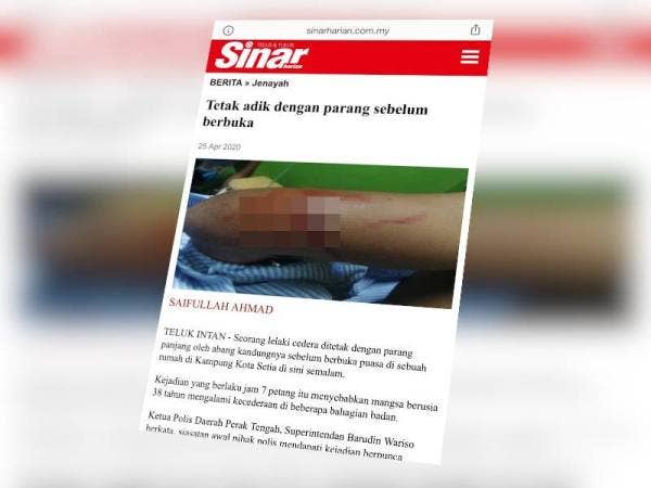 Suspek tetak adik berjaya dicekup polis dalam serbuan di sebuah inap desa di Tanjung Karang, Selangor semalam.