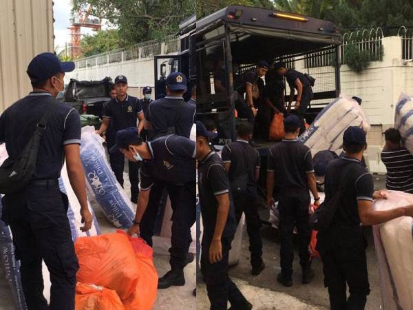 Petugas Yayasan Al Aim menguruskan sumbangan keperluan gelandangan di Pusat Komuniti Sentul Perdana. Sumbangan keperluan kepada gelandangan yang ditempatkan di Pusat Komuniti Sentul Perdana.