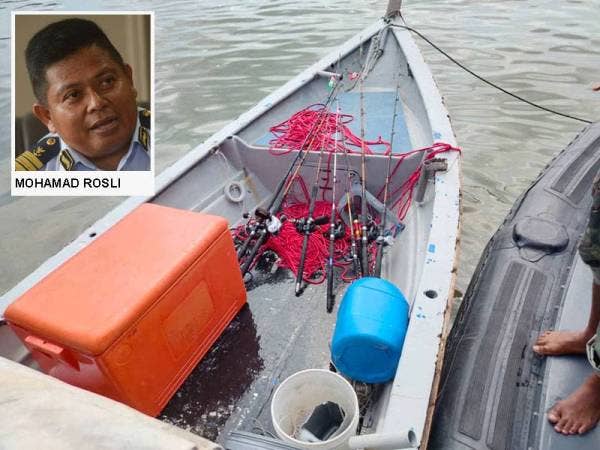 Antara peralatan pancing yang dirampas susulan penahanan dua lelaki ketika sedang memancing di 30 batu nautika dari Pulau Ketam, Pelabuhan Klang, semalam.