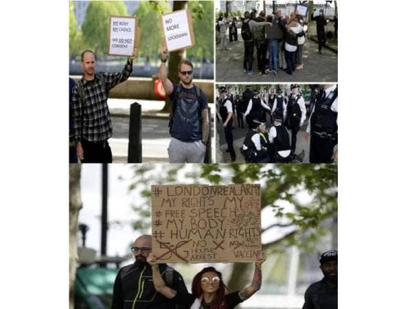 20 individu yang hadir dalam protes tersebut. Kredit foto Metro.Co.Uk