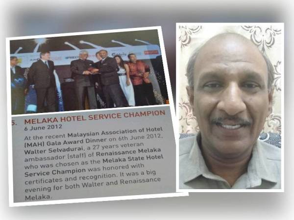 Berkhidmat selama 36 tahun bersama Ramada Plaza, Walter terpaksa menerima hakikat hotel itu tidak mampu menahan badai Covid-19 yang melanda seluruh dunia. (Gambar kecil: Walter)