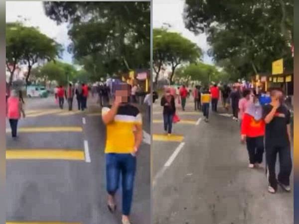 Tangkap layar video tular mengenai situasi orang ramai membeli juadah buka puasa di Kampung Pandan kelmarin.