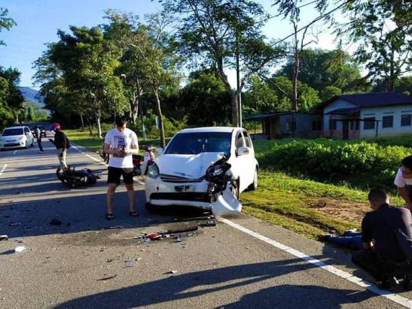 Kereta yang dipandu Wang Ann hilng kawalan sebelum merempuh motosikal yang dinaiki pasangan suami isteri itu.