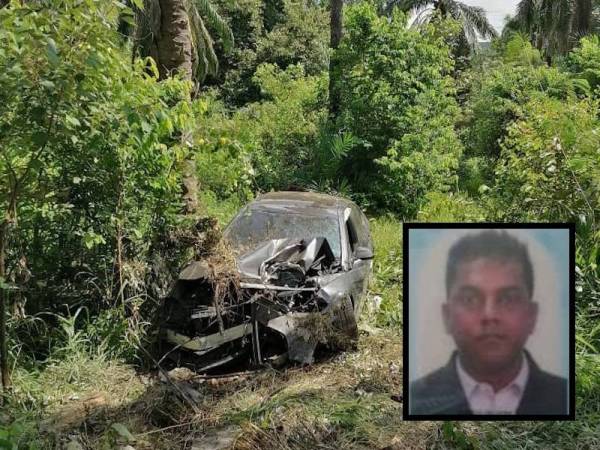 Kereta mangsa ditemui dalam belukar. (Gambar kecil: R Rajasegan)