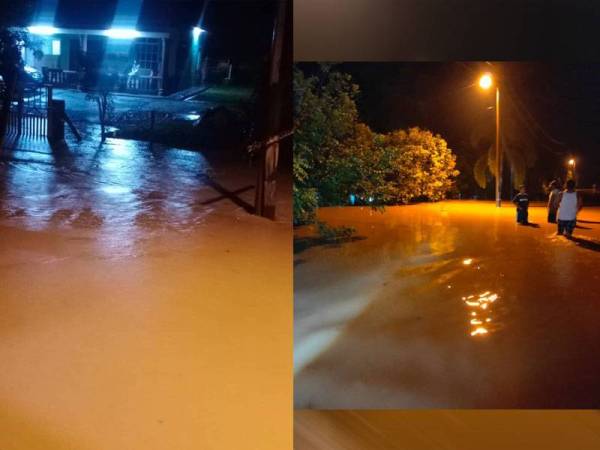 Antara keadaan banjir kilat di kawasan rumah di Felda Palong 1 malam tdi.