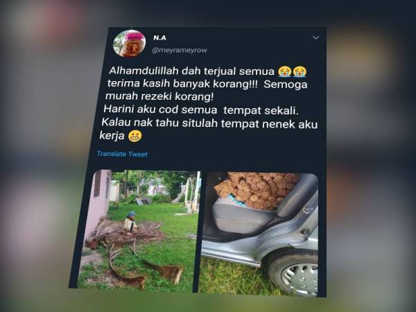 Paparan Twitter Nur Amirah tular di laman sosial.