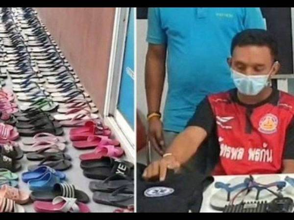 Lelaki yang ditahan kerana curi selipar.